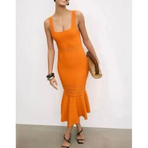 Simkhai Louella Orange Midi cocktail Dress Small